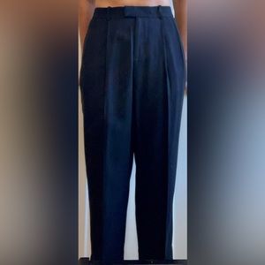 Black High Waist Crop Pleated Pants